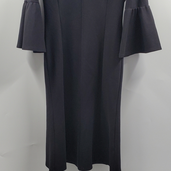 Betabrand Revamped Little Black Dress Long Bell Sleeves V-Neck Boho Goth - Picture 6 of 8